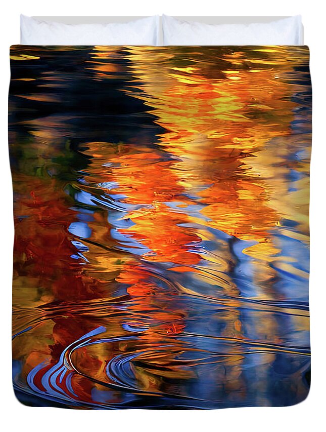 Abstract Duvet Cover featuring the photograph Reflecting On Autumn In North Georgia by Mark Tisdale