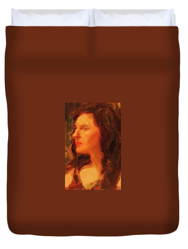 Portrait Duvet Cover featuring the painting Reflection by Ashlee Trcka