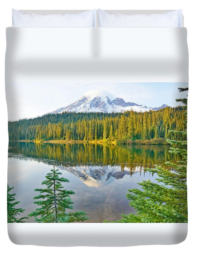 Reflection Duvet Cover featuring the photograph Reflection Lakes by Bill TALICH