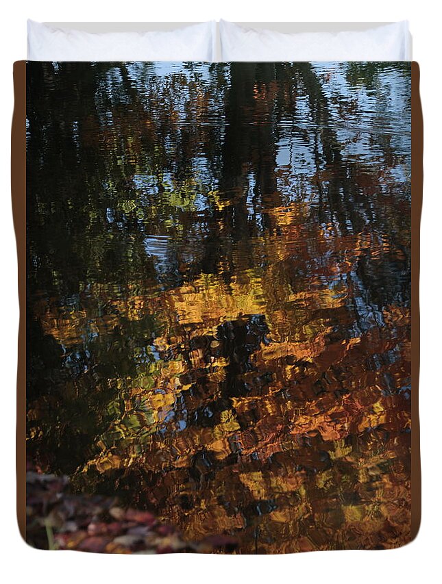 Reflection Duvet Cover featuring the photograph Reflection of Autumn Trees in Water by Valerie Collins
