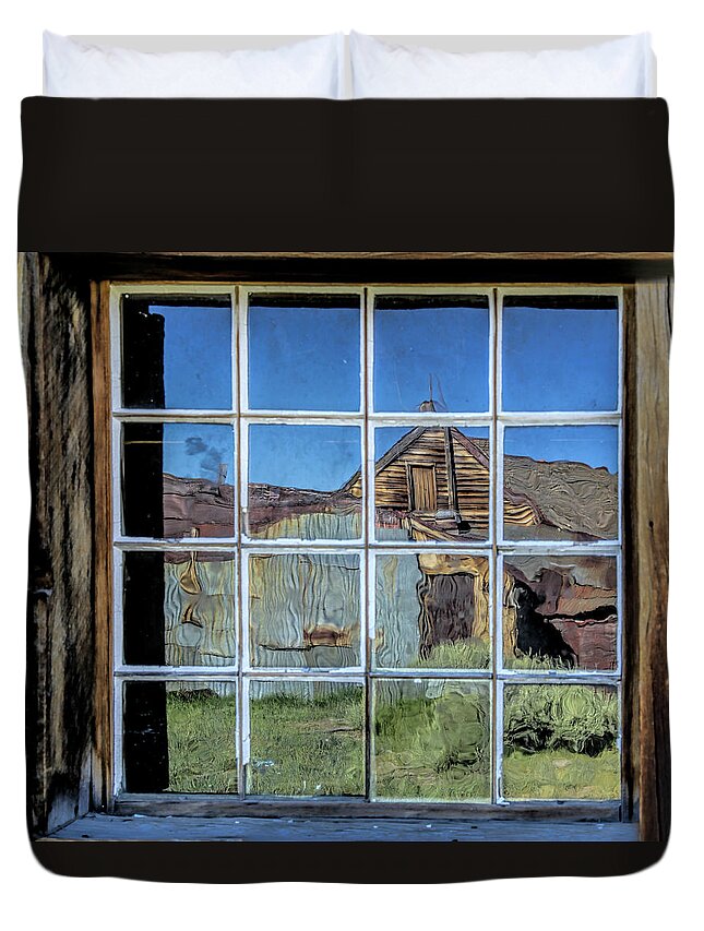 Bodie Duvet Cover featuring the photograph Reflections in Bodie by Cheryl Strahl