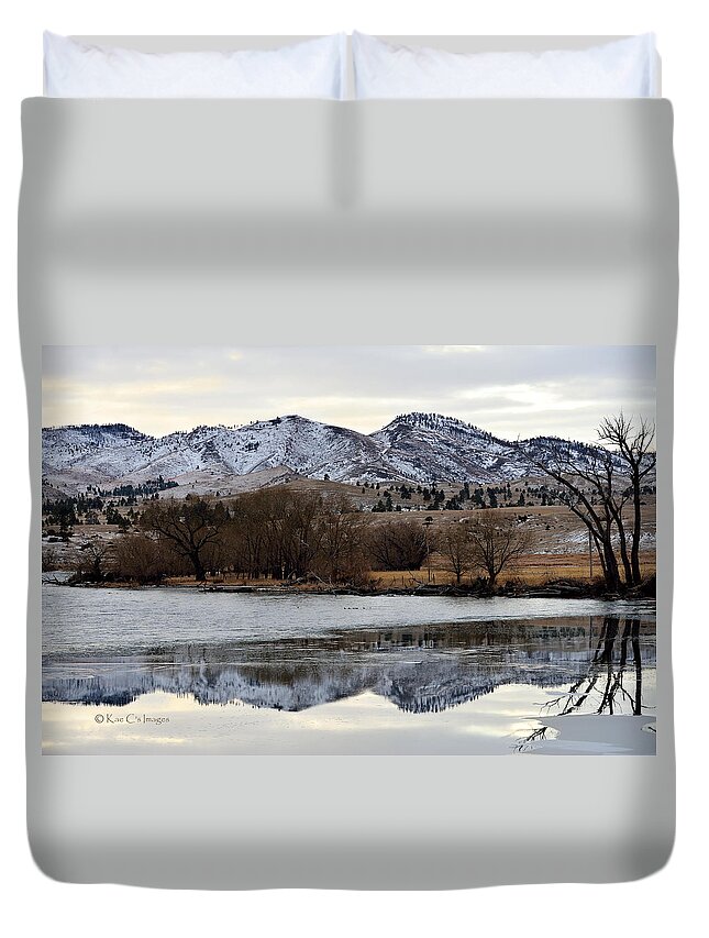 Snow Duvet Cover featuring the photograph Reflections In Icy Waters by Kae Cheatham