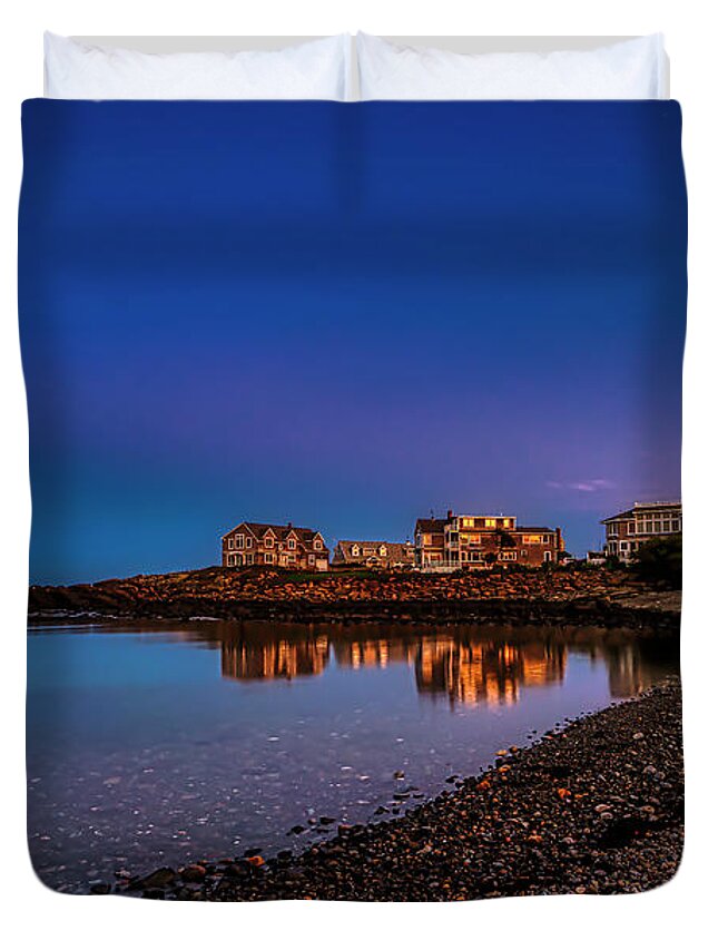 Perkins Cove Duvet Cover featuring the photograph Reflections of Perkins Cove by Penny Polakoff
