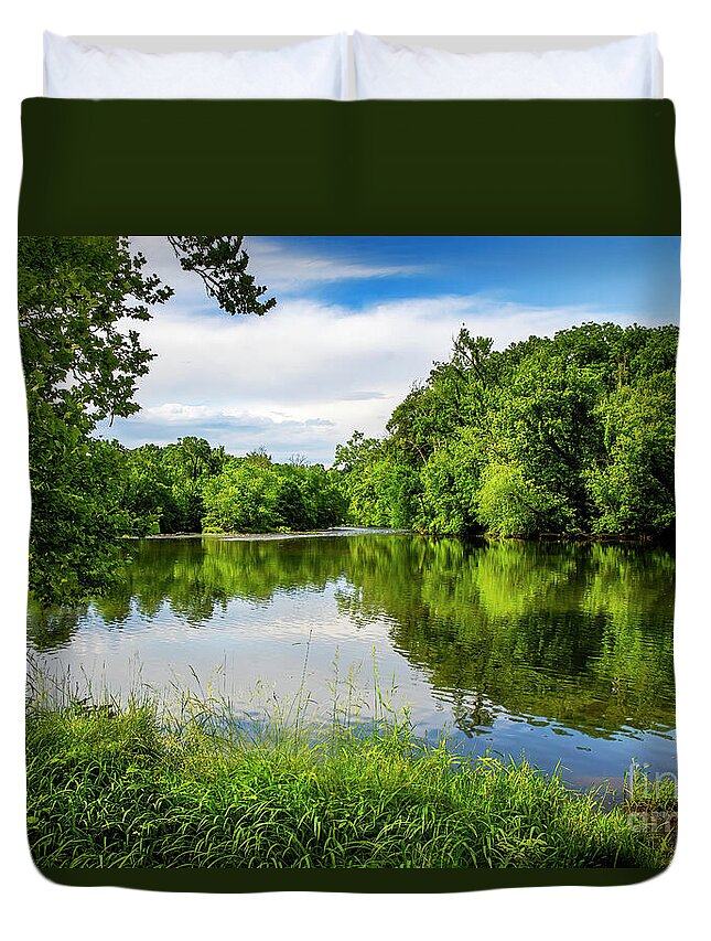 Watauga Duvet Cover featuring the photograph Reflections on the Watauga by Shelia Hunt