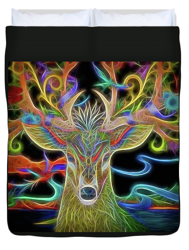 Deer Duvet Cover featuring the photograph Reindeer Abstract Art by Andrea Kollo