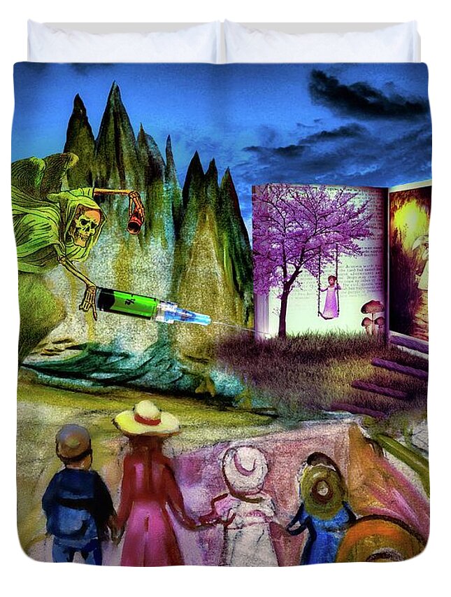 Children Duvet Cover featuring the digital art Remembering Covid by Norman Brule