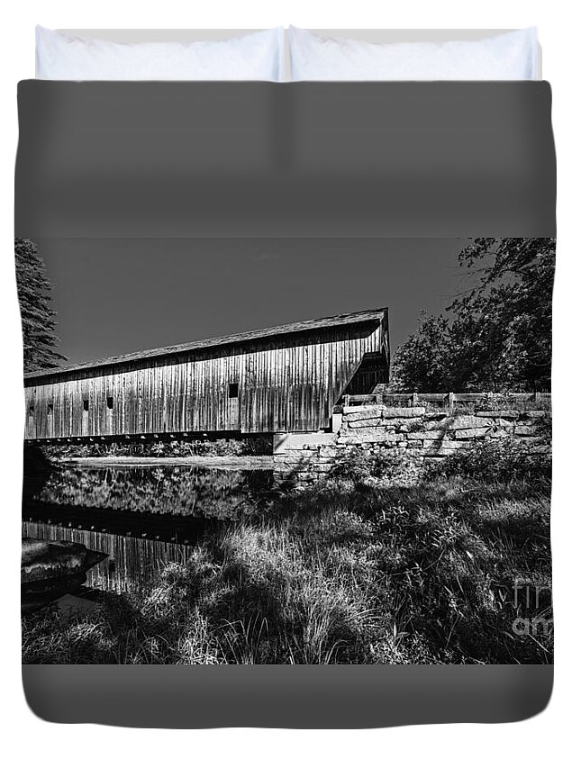 Fryeburg Duvet Cover featuring the photograph Remote Maine Covered Bridge by Steve Brown
