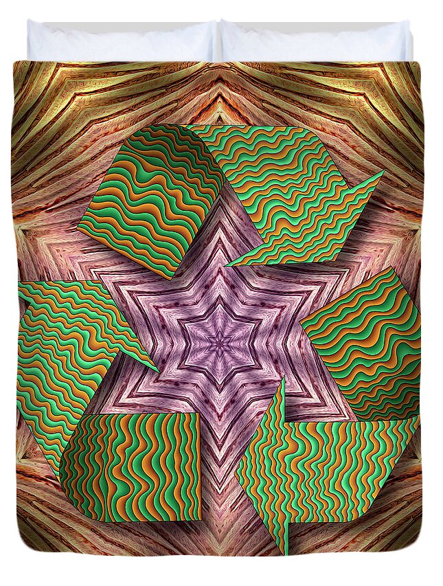 Recycling Mandala Duvet Cover featuring the digital art Restless Ripples by Becky Titus