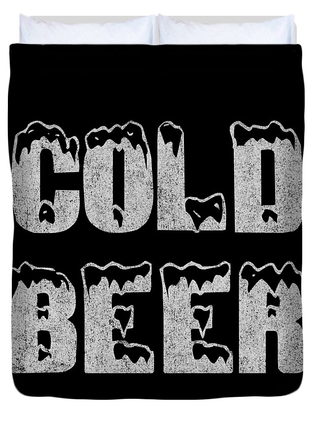 Funny Duvet Cover featuring the digital art Retro Cold Beer by Flippin Sweet Gear