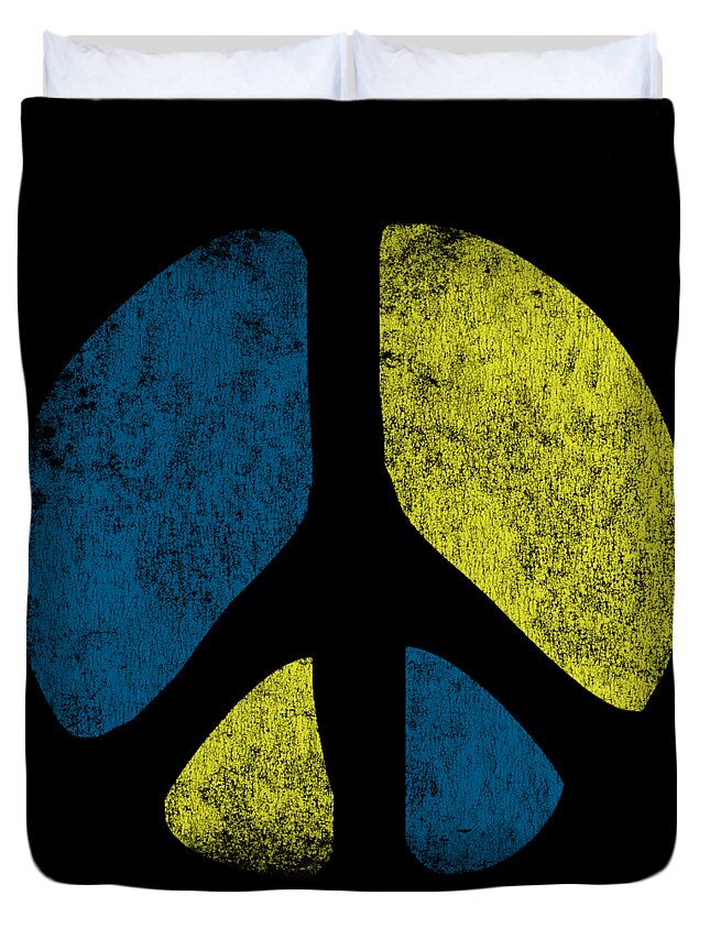 Funny Duvet Cover featuring the digital art Retro Peace Sign by Flippin Sweet Gear