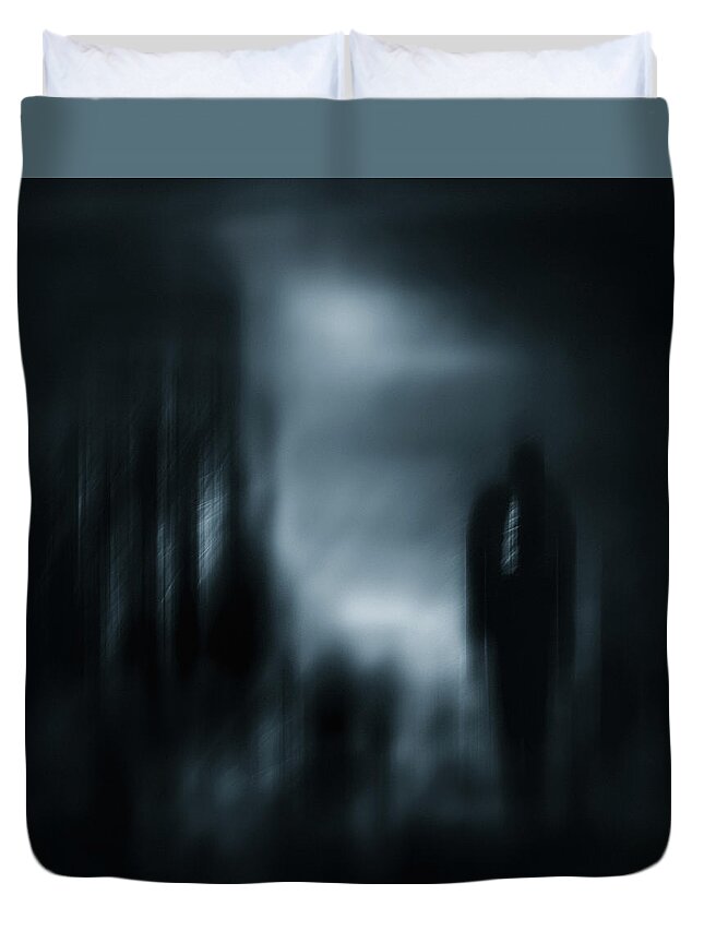 Monochrome Duvet Cover featuring the photograph Return to the Light by Grant Galbraith