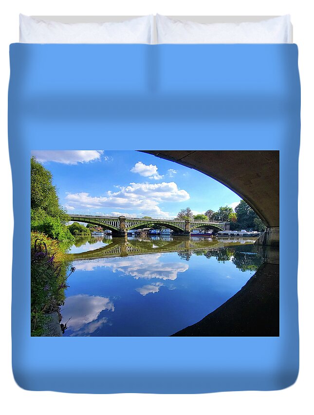Richmond Duvet Cover featuring the photograph Richmond Bridge by Andrea Whitaker