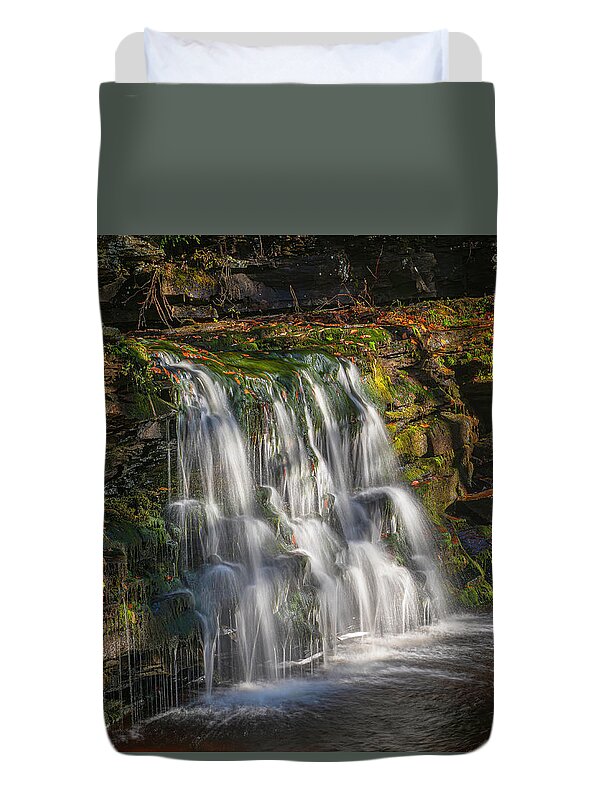 Waterfall Duvet Cover featuring the photograph Ricketts Glen - Harrison Wright Falls by Nick Zelinsky Jr
