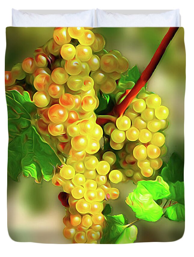 Fruit Duvet Cover featuring the photograph Ripe For The Picking - Chardonnay by Leslie Montgomery