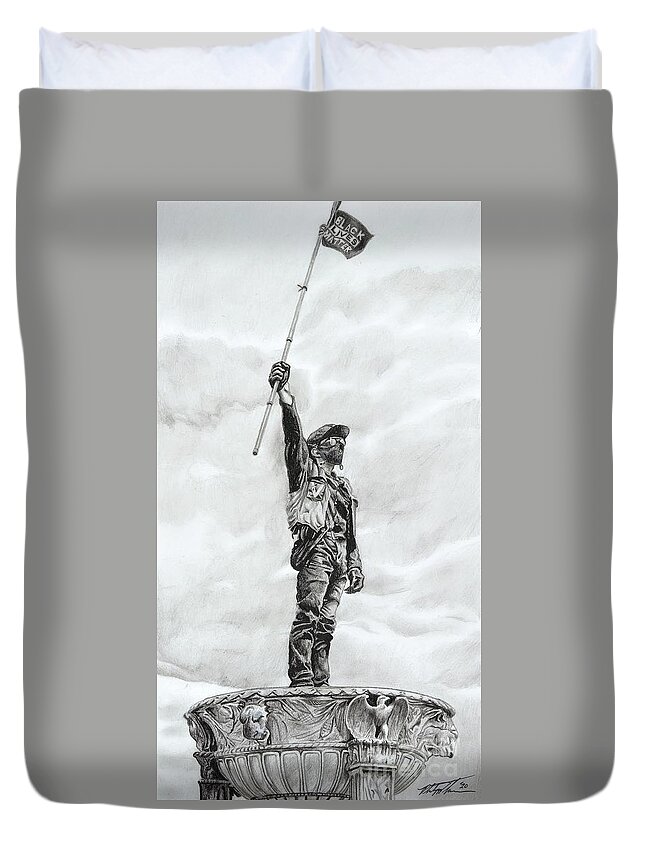 Blm Duvet Cover featuring the drawing Rise Up by Philippe Thomas