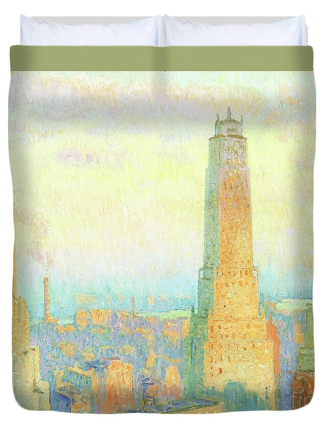 Ritz Tower Duvet Cover featuring the painting Ritz Tower, New York, 1928 by William Samuel Horton