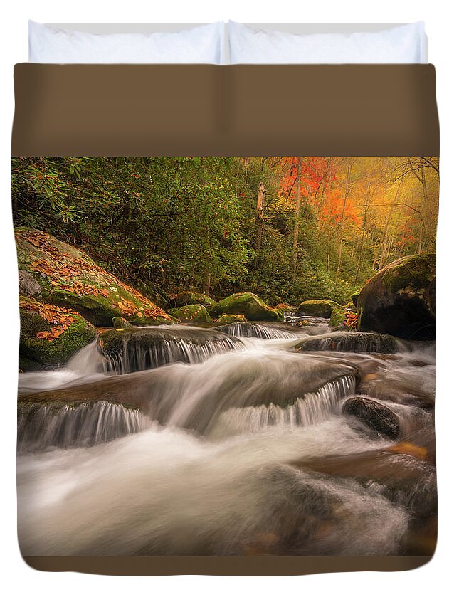 Tennessee Duvet Cover featuring the photograph River Cascades by Darrell DeRosia