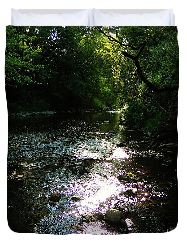 River Flow Duvet Cover featuring the photograph River Flow 2 by Cyryn Fyrcyd