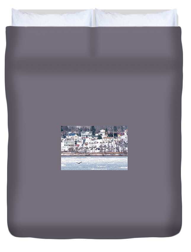Hudson River Duvet Cover featuring the photograph River Ice by Kevin Suttlehan