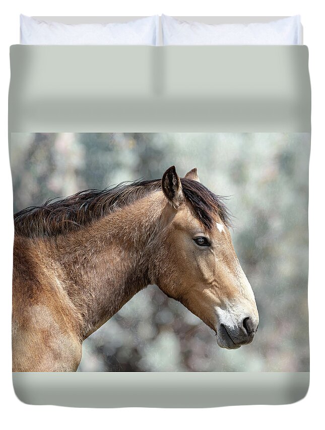 Horses Duvet Cover featuring the photograph River by Mary Hone