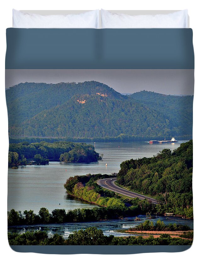 Mississippi Duvet Cover featuring the photograph River Navigation by Susie Loechler