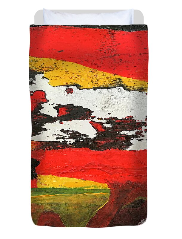 Blood Duvet Cover featuring the painting Red River by Lorena Cassady