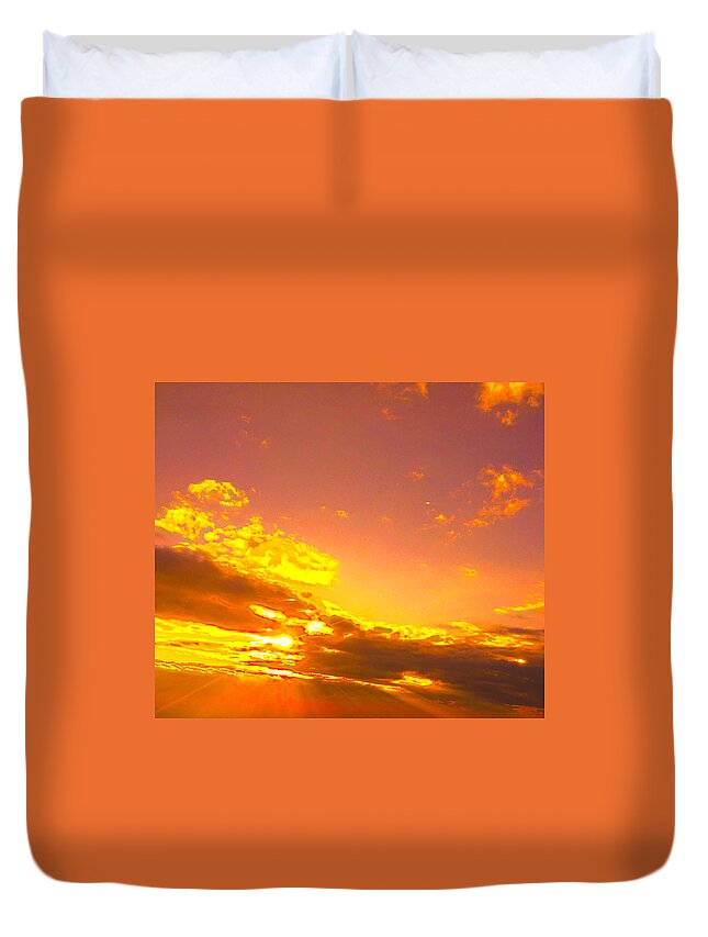 Flowijng Lave In The Sky Duvet Cover featuring the photograph River Of Gold by Trevor A Smith