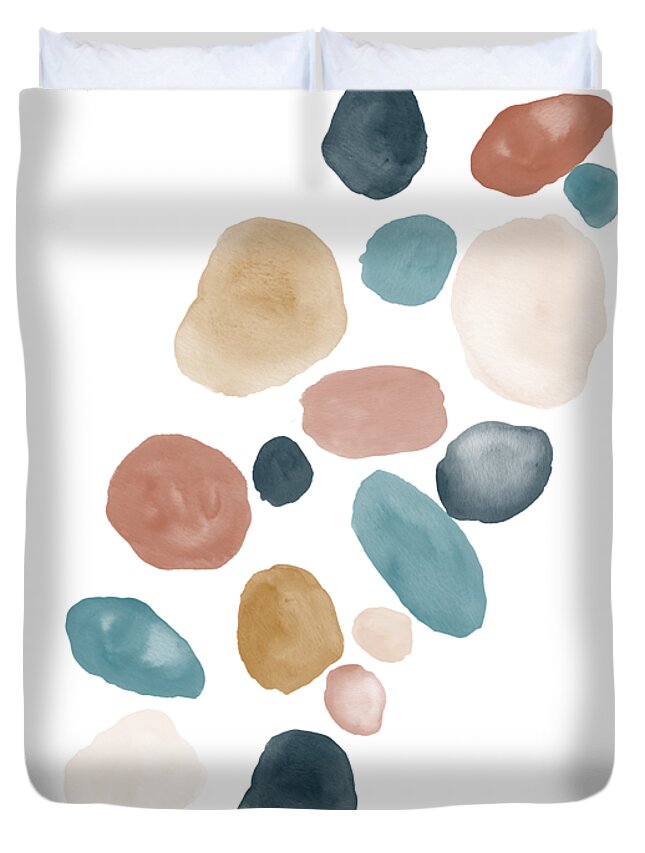 Watercolor Duvet Cover featuring the painting River Rocks II by Ink Well