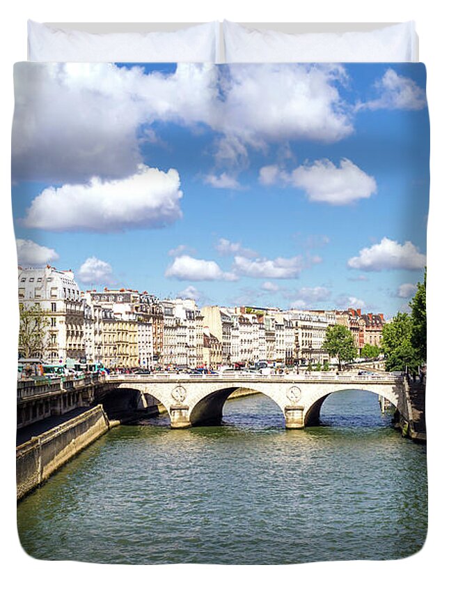 France Duvet Cover featuring the photograph River Seine, Paris, France by Elaine Teague