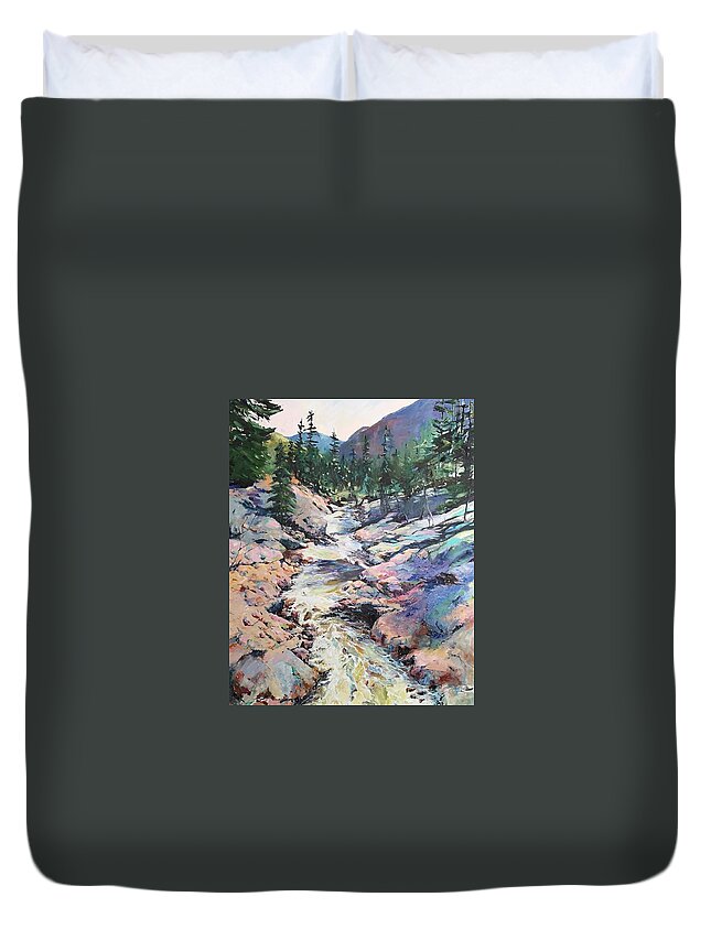 Water Duvet Cover featuring the painting River by Sheila Romard