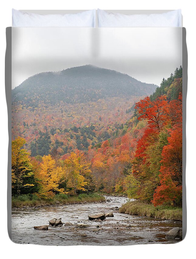 Lake Placid Duvet Cover featuring the photograph River Through The Adirondacks by Dave Niedbala