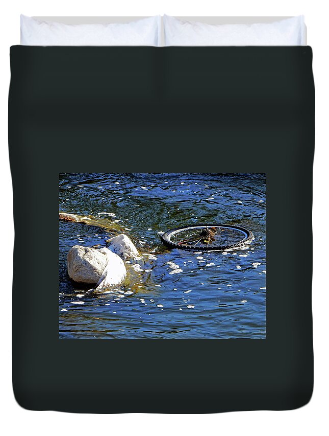 Tire Duvet Cover featuring the photograph River Tire by Andrew Lawrence