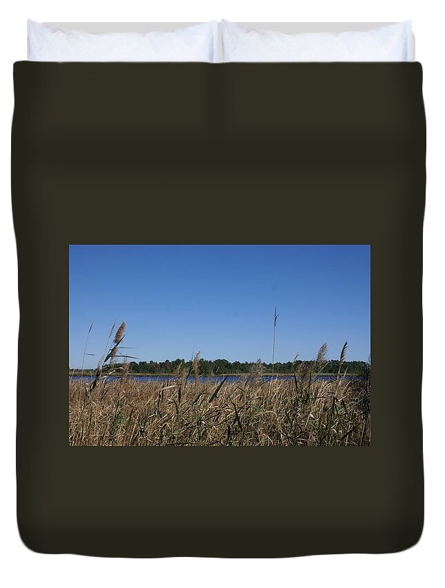  Duvet Cover featuring the photograph River View by Heather E Harman