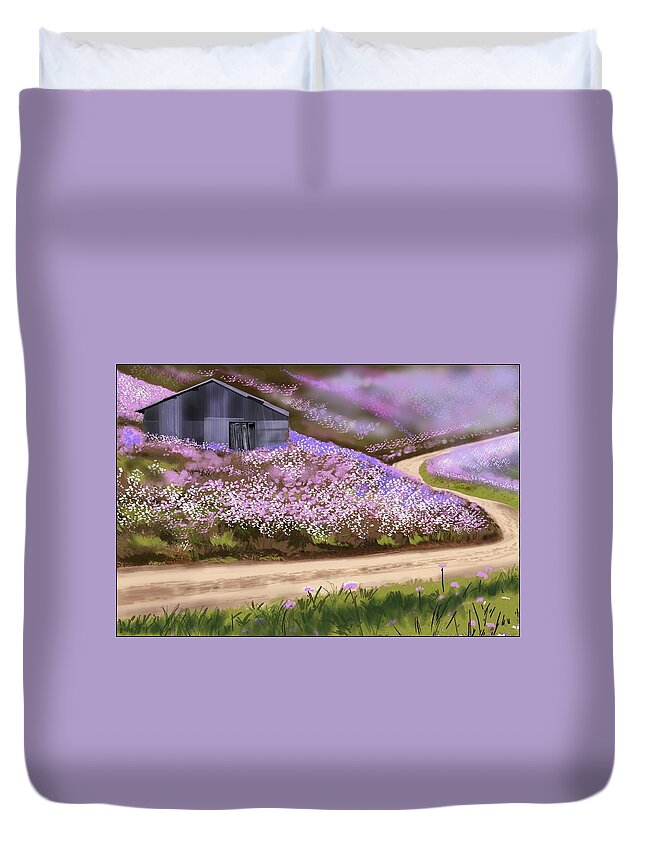 Random Countryside Landscape During Summer Duvet Cover featuring the digital art Road to Nowhere by Rob Hartman