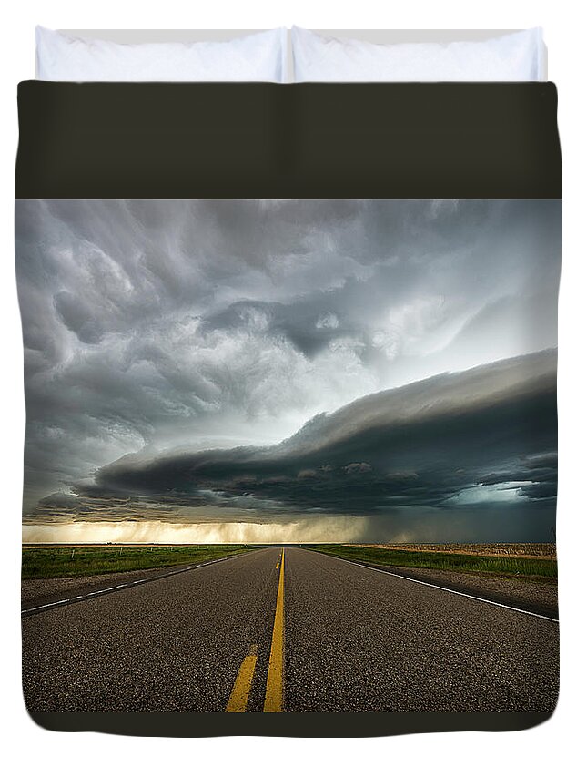 Road Duvet Cover featuring the photograph Road To The Storm by Marcus Hustedde