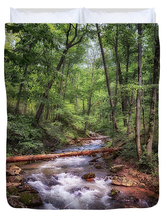 Roaring Run Duvet Cover featuring the photograph Roaring Run Creek - Eagle Rock Virginia by Susan Rissi Tregoning