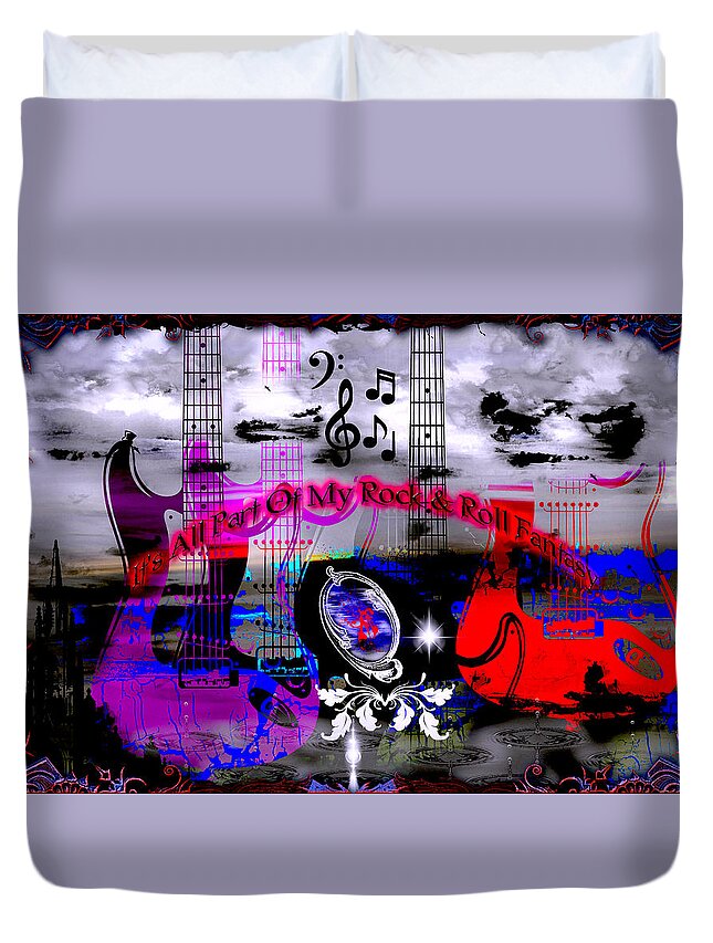 Rock Duvet Cover featuring the digital art Rock And Roll Fantasy by Michael Damiani