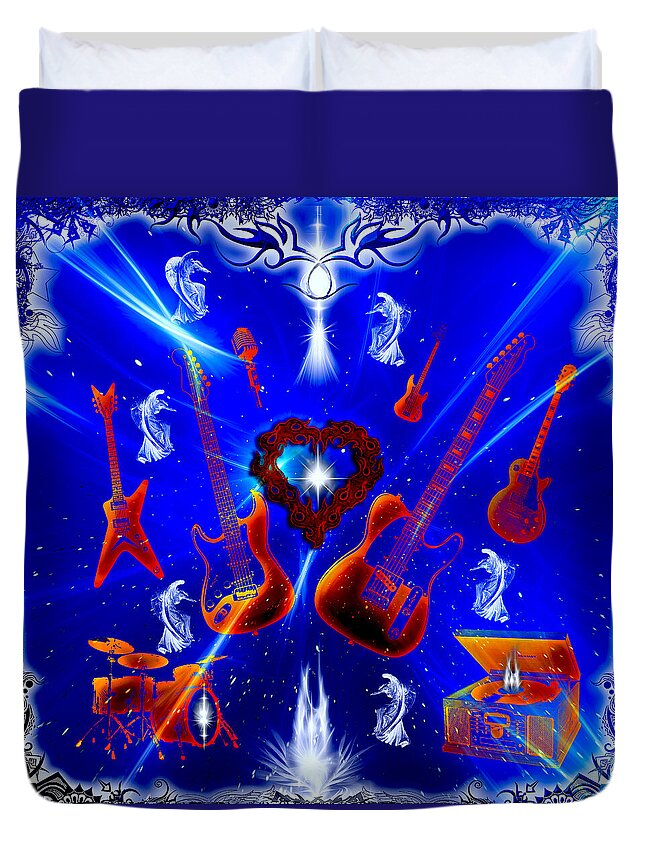 Rock And Roll Heaven Duvet Cover featuring the digital art Rock And Roll Heaven by Michael Damiani