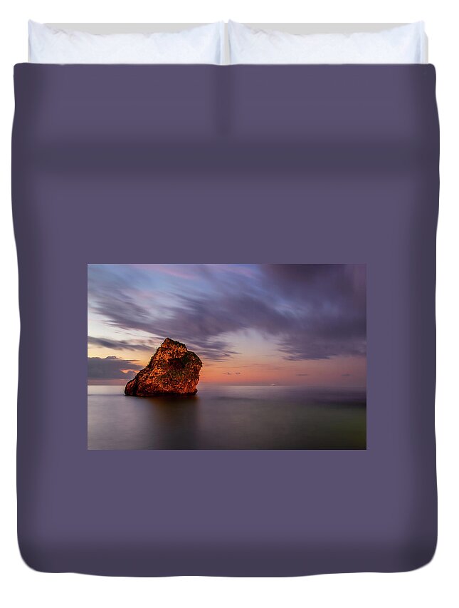 Amazing Place Duvet Cover featuring the photograph Rock at dawn on the Amalfi Coast by Umberto Barone
