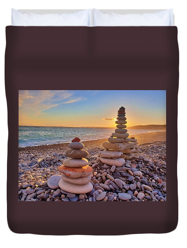 Nice Duvet Cover featuring the photograph Sunset Zen by Andrea Whitaker