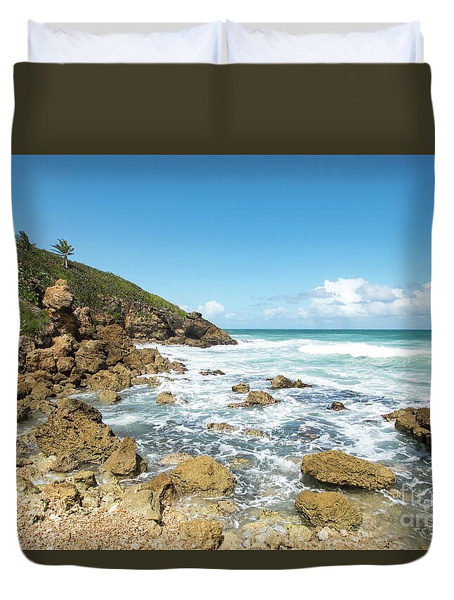 Playa Del Dorado Duvet Cover featuring the photograph Rocky Coast, Playa Del Dorado, Puerto Rico by Beachtown Views