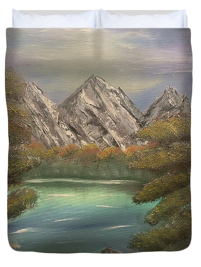 Mountains Duvet Cover featuring the painting Rocky Mountain Dreams by Lisa White