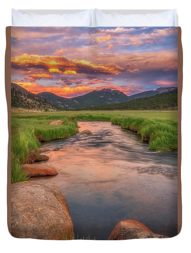Rocky Mountain Duvet Cover featuring the photograph Rocky Mountain Sunset by Darren White