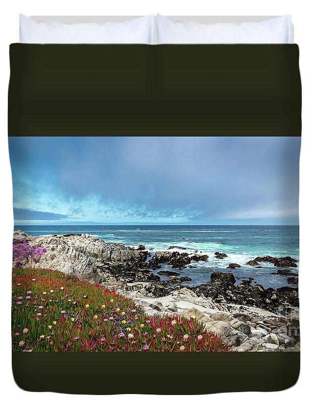 Beach Duvet Cover featuring the photograph Rocky Promontory by David Levin