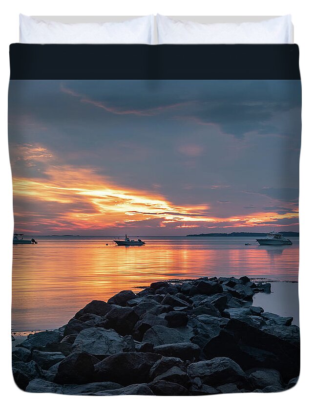Rocks Duvet Cover featuring the photograph Rocky Shoreline by William Bretton