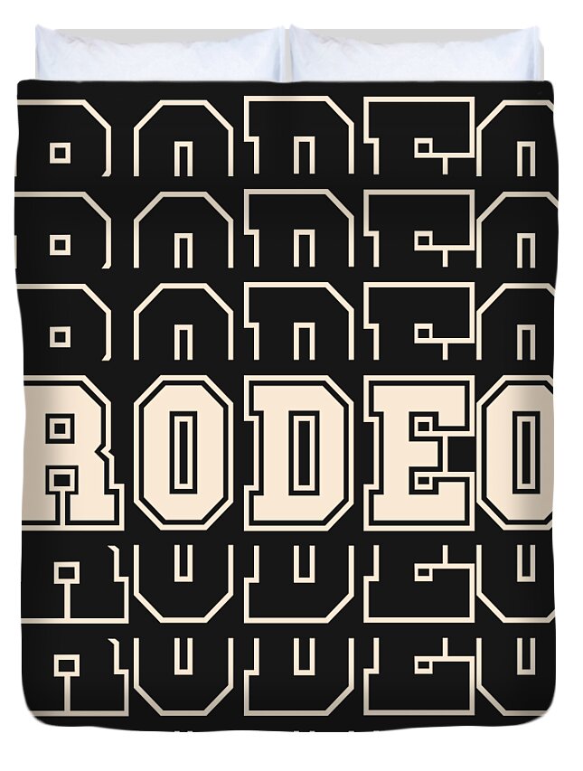 Rodeo Duvet Cover featuring the digital art Rodeo Word Art by Walter Herrit