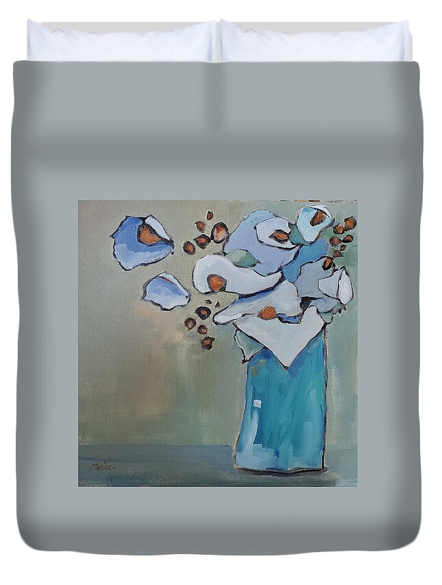 Still Life Duvet Cover featuring the painting Romance on the Beach by Sheila Romard