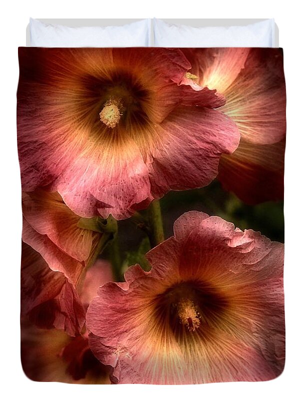 Flowers Duvet Cover featuring the photograph Romantic Hollyhock 2021 by Richard Cummings