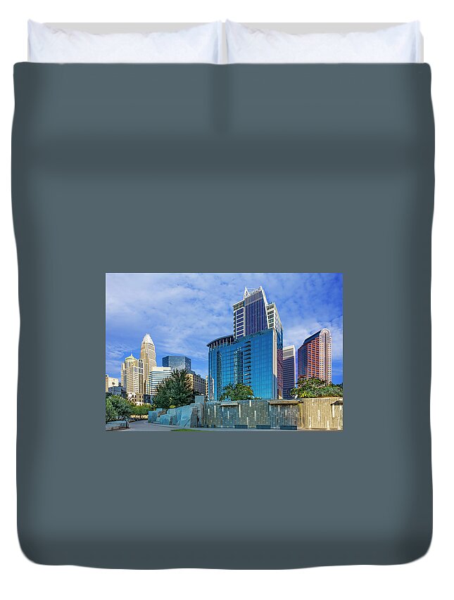Charlotte Duvet Cover featuring the digital art Romare Bearden Park 6 by SnapHappy Photos