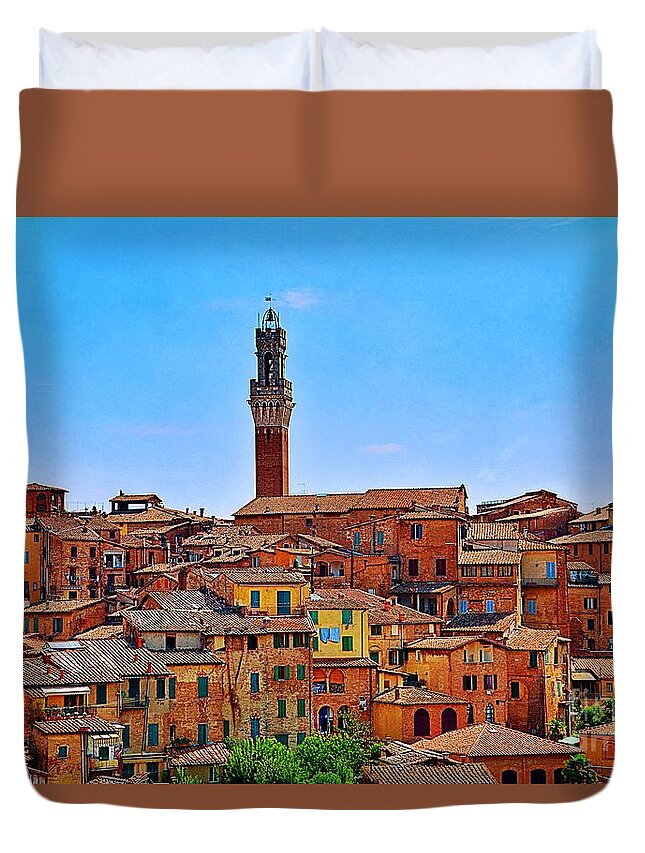 Siena Duvet Cover featuring the photograph Roofs of Siena by Ramona Matei